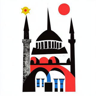 Sketchosaur style, Midjourney V6.1: bold minimalist logo design for Istanbul city municipal services
