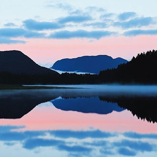 Sketchosaur style, Midjourney V6.1: realistic landscape photograph of quiet dawn