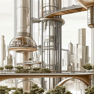 Opal Ribbon Rondo style, Midjourney V6.1: megacity with futuristic bioarchitecture