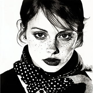 Ochreline Marbles style, Midjourney V6.1: photographic portrait of female protagonist