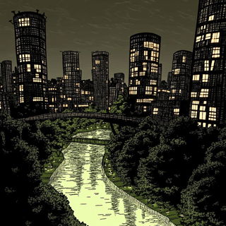 Hatchmonasticism style, Midjourney V6.1: megacity with futuristic bioarchitecture