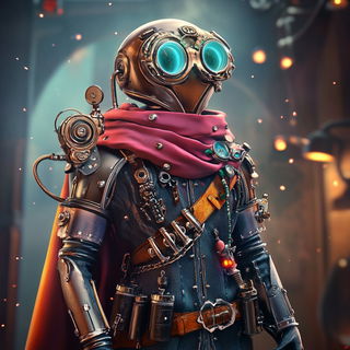 Triad Screenprint Collage style, Midjourney V6.1: concept art character design of retropunk steam knight