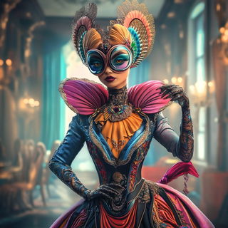 Triad Screenprint Collage style, Midjourney V6.1: haute-couture fashion outfit