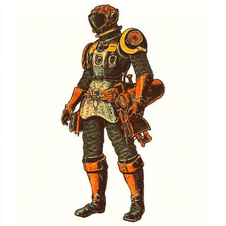 Waxbound Skyfolk style, Midjourney V6.1: concept art character design of retropunk steam knight