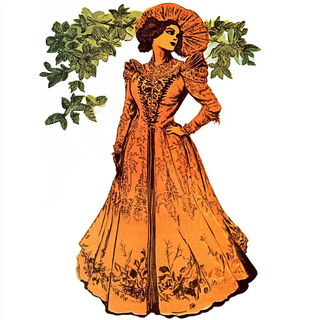 Waxbound Skyfolk style, Midjourney V6.1: haute-couture fashion outfit