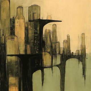 Desert Iconographicism style, Midjourney V6.1: megacity with futuristic bioarchitecture