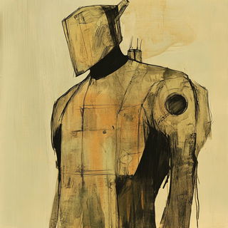 Desert Iconographicism style, Midjourney V6.1: concept art character design of retropunk steam knight