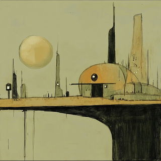 Desert Iconographicism style, Midjourney V6.1: cinematic shot from sci-fi movie