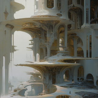 Sternum Noir style, Midjourney V6.1: megacity with futuristic bioarchitecture