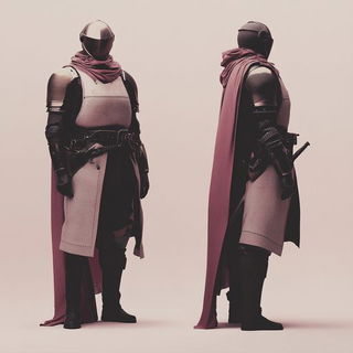 Mythiclad style, Midjourney V6.1: concept art character design of retropunk steam knight