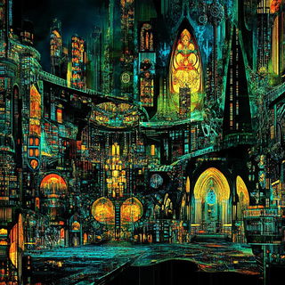 Candlecrypt Masonry style, Midjourney V6.1: megacity with futuristic bioarchitecture