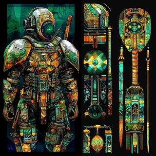 Candlecrypt Masonry style, Midjourney V6.1: concept art character design of retropunk steam knight