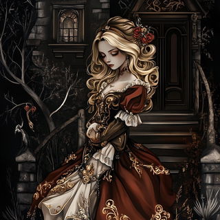 Kurogane Needleworks style, Midjourney V6.1: retro fairy-tale illustration
