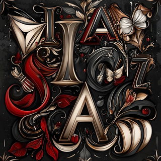 Kurogane Needleworks style, Midjourney V6.1: typographic composition with large letters