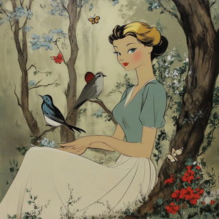 Birdstencil style, Midjourney V6.1: traditional folk art