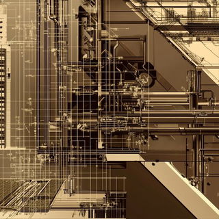 Starburst Visage style, Midjourney V6.1: technical infrastructure blueprint schematics