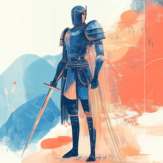 Inkweather style, Midjourney V6.1: concept art character design of retropunk steam knight