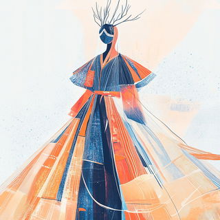Inkweather style, Midjourney V6.1: haute-couture fashion outfit