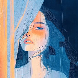 Inkweather style, Midjourney V6.1: photographic portrait of female protagonist