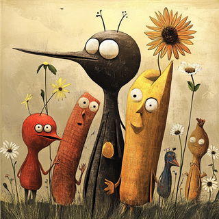 Poppeterrain style, Midjourney V6.1: traditional folk art