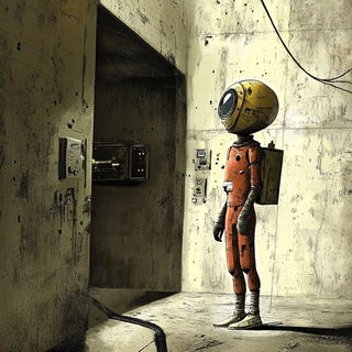 Poppeterrain style, Midjourney V6.1: cinematic shot from sci-fi movie