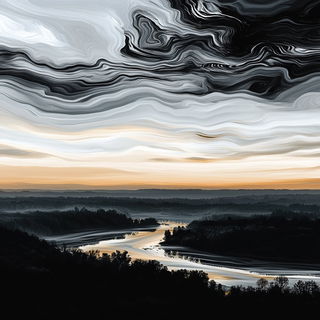Hatchharbor style, Midjourney V6.1: realistic landscape photograph of quiet dawn