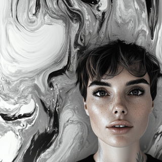 Hatchharbor style, Midjourney V6.1: photographic portrait of female protagonist