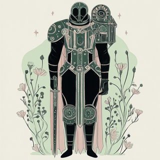 Stopmorphia style, Midjourney V6.1: concept art character design of retropunk steam knight