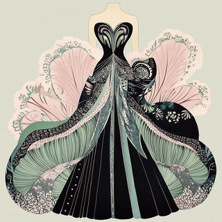 Stopmorphia style, Midjourney V6.1: haute-couture fashion outfit