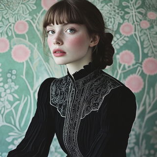Stopmorphia style, Midjourney V6.1: photographic portrait of female protagonist