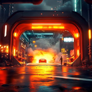 Alpinegrid style, Midjourney V6.1: cinematic shot from sci-fi movie