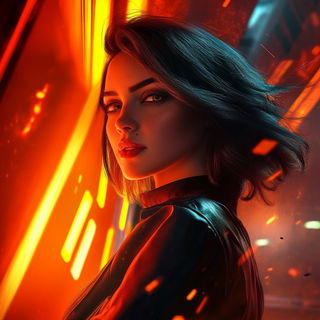 Alpinegrid style, Midjourney V6.1: photographic portrait of female protagonist