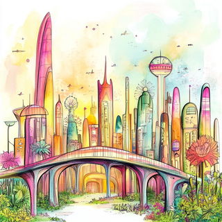 Foliage After the Star Lake style, Midjourney V6.1: megacity with futuristic bioarchitecture