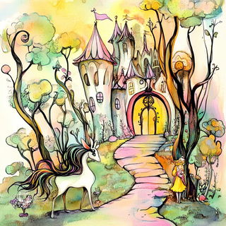 Foliage After the Star Lake style, Midjourney V6.1: retro fairy-tale illustration