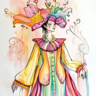 Foliage After the Star Lake style, Midjourney V6.1: haute-couture fashion outfit
