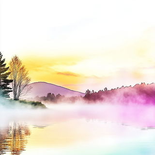 Foliage After the Star Lake style, Midjourney V6.1: realistic landscape photograph of quiet dawn