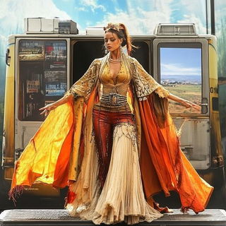 Botanofumism style, Midjourney V6.1: haute-couture fashion outfit