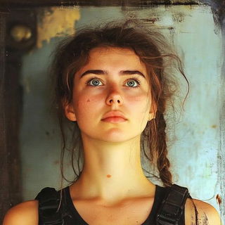 Botanofumism style, Midjourney V6.1: photographic portrait of female protagonist