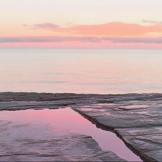 Gouachegraph style, Midjourney V6.1: realistic landscape photograph of quiet dawn