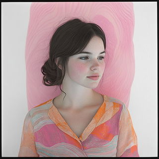 Gouachegraph style, Midjourney V6.1: photographic portrait of female protagonist