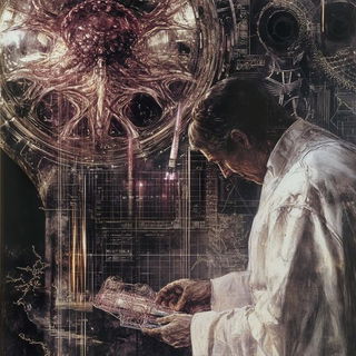 Molten Bokehism style, Midjourney V6.1: editorial illustration for popular scientific magazine cover