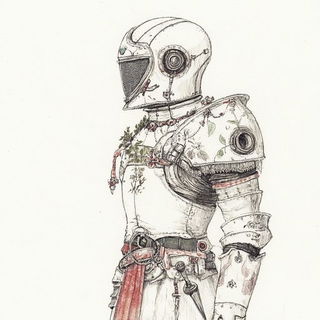The Caelith Order style, Midjourney V6.1: concept art character design of retropunk steam knight