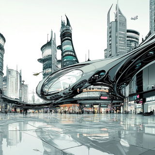 Azureblush Figures style, Midjourney V6.1: megacity with futuristic bioarchitecture