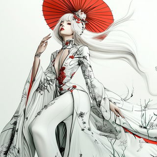 Azureblush Figures style, Midjourney V6.1: haute-couture fashion outfit