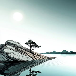 Azureblush Figures style, Midjourney V6.1: realistic landscape photograph of quiet dawn