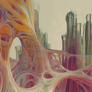 Ornacubism style, Midjourney V6.1: megacity with futuristic bioarchitecture