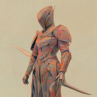 Ornacubism style, Midjourney V6.1: concept art character design of retropunk steam knight