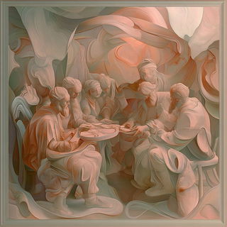Ornacubism style, Midjourney V6.1: classical 18th-century oil painting