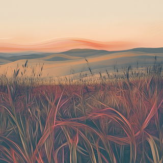 Ornacubism style, Midjourney V6.1: realistic landscape photograph of quiet dawn