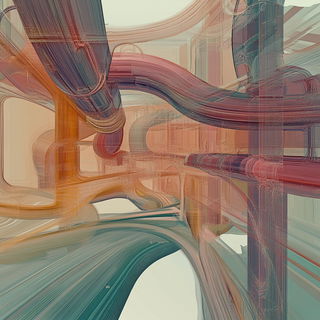 Ornacubism style, Midjourney V6.1: technical infrastructure blueprint schematics
